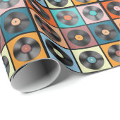 Schallplatten: Retro-LP-Set. Geschenkpapier (Rolleneckpunkt)