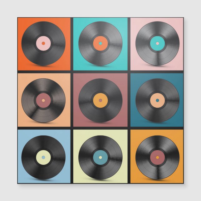 Schallplatten: Retro-LP-Set. Magnetkarte (Vorderseite)