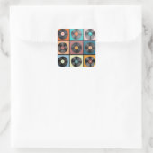 Schallplatten: Retro-LP-Set. Quadratischer Aufkleber (Tasche)