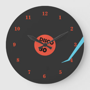 Schallplatten-Spaßuhr - Retro-Diskoparty Große Wanduhr