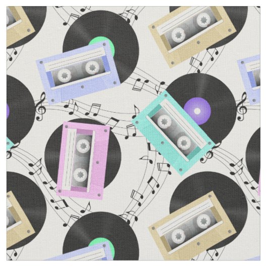 Schallplatten und Kassetten Stoff (Nahaufnahme)