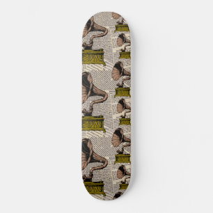 Schallplattenspieler Vintage Steampunk Zeitung Skateboard