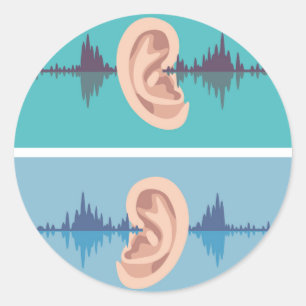 Schallwelle durch das menschliche Ohr Runder Aufkleber