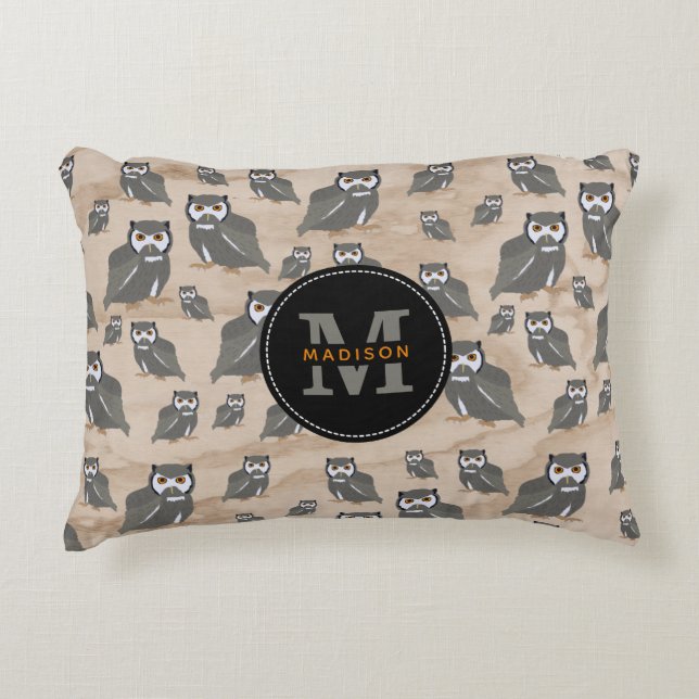 Schälmuster und Rustikales Holzmonogramm Dekokissen (Vorderseite)