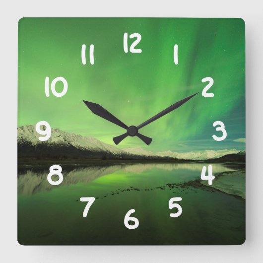 Schalotten Aurora Quadratische Wanduhr (Vorderseite)