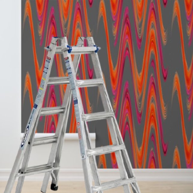 Schälstift Modernorange Zickzack-Muster Tapete (Peel stick modern gray orange zigzag pattern wallpaper)