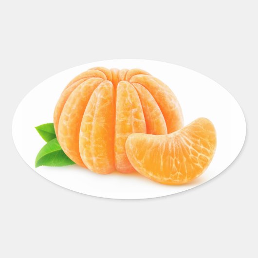 Schälte Mandarine Ovaler Aufkleber (Vorderseite)
