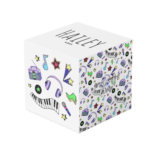 Schalten Sie die Musik hoch Würfel (Vorderseite Schrägansicht)