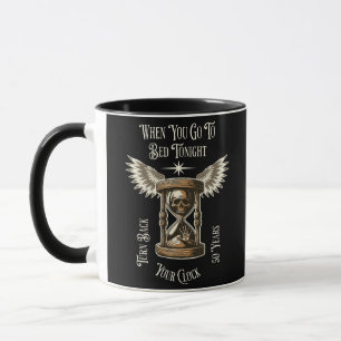 Schalten Sie die Uhr 50 Jahre zurück Tasse