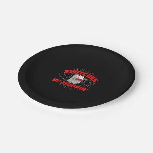 Schalter werden Trippin Funny Electrician Geschenk Pappteller (Schrägansicht)