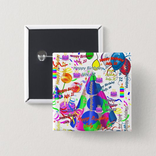 Schaltfläche "22. Juli zum Geburtstag" Button (Vorne & Hinten)