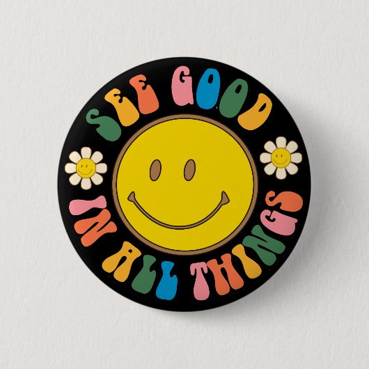 Schaltfläche 70er Retro Hippie Sublimation Button (Vorderseite)