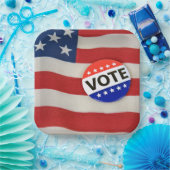 Schaltfläche Abstimmung auf US-Flagge Pappteller (Party)