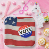 Schaltfläche Abstimmung auf US-Flagge Pappteller (Party)