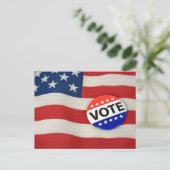 Schaltfläche Abstimmung auf US-Flagge Postkarte (Stehend Vorderseite)