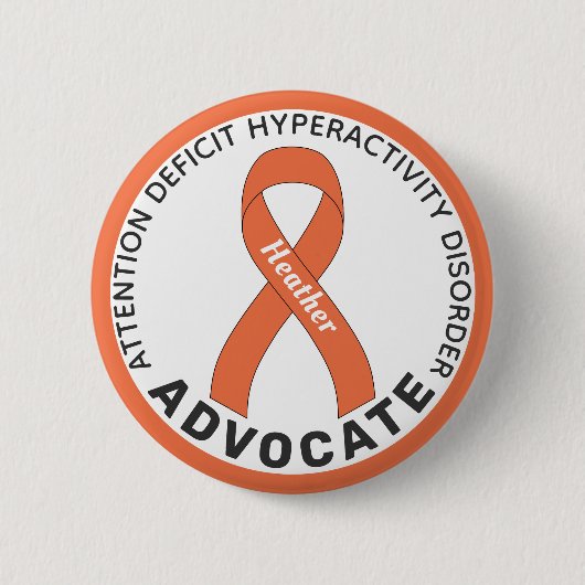 Schaltfläche ADHD Advocate Ribbon White Button (Vorderseite)