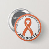 Schaltfläche ADHD Advocate Ribbon White Button (Vorne & Hinten)
