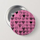 Schaltfläche "Adorable Black Heart Scribble Zeichn Button (Vorne & Hinten)