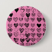 Schaltfläche "Adorable Black Heart Scribble Zeichn Button (Vorderseite)