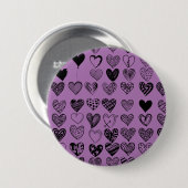 Schaltfläche "Adorable Black Heart Scribble Zeichn Button (Vorne & Hinten)