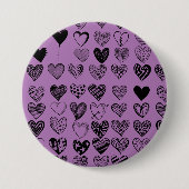 Schaltfläche "Adorable Black Heart Scribble Zeichn Button (Vorderseite)