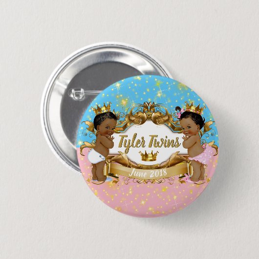 Schaltfläche "African Princess Pink|Blue|Glitzer" Button (Vorne & Hinten)