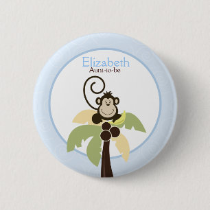 Schaltfläche "Ahoy Mate Monkey Palm Tree NAME TAG Button