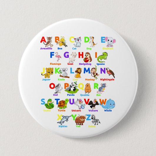 Schaltfläche "Alphabet Animal ABCs Learning Round" Button (Vorderseite)