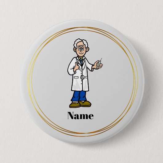 Schaltfläche "Ältere graue Haare männliche Ärztin" Button (Vorderseite)