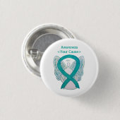 Schaltfläche "aquamarin Awareness Ribbon Custom An Button (Vorne & Hinten)