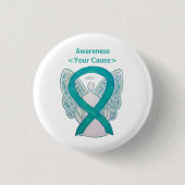 Schaltfläche "aquamarin Awareness Ribbon Custom An Button (Vorderseite)
