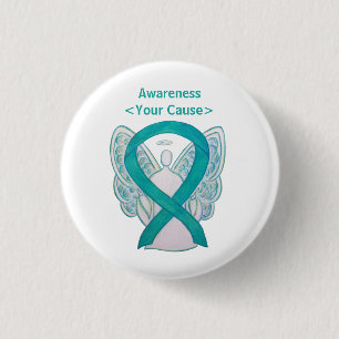 Schaltfläche "aquamarin Awareness Ribbon Custom An Button