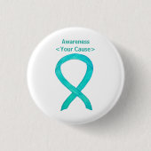 Schaltfläche "aquamarin Awareness Ribbon Custom Ar Button (Vorderseite)