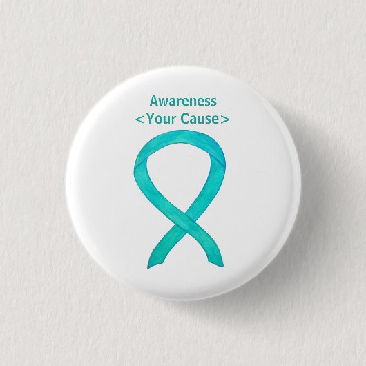 Schaltfläche "aquamarin Awareness Ribbon Custom Ar Button (Vorderseite)
