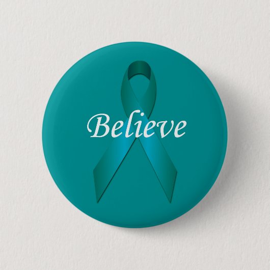 Schaltfläche "aquamarin Awareness Ribbon Glaube" Button (Vorderseite)