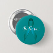 Schaltfläche "aquamarin Awareness Ribbon Glaube" Button (Vorne & Hinten)