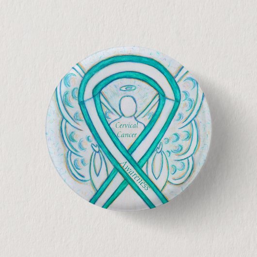 Schaltfläche "Aquamarines Bewusstsein für Gebärmut Button (Vorderseite)