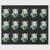 SCHALTFLÄCHE AUF DER WEISSEN BLUME, BLUMENFELD GESCHENKPAPIER (Flach)