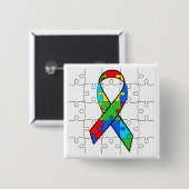 SCHALTFLÄCHE "AUTISM AWARENESS RIBBON" BUTTON (Vorne & Hinten)