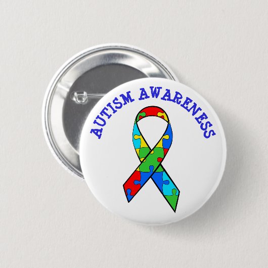 SCHALTFLÄCHE "AUTISM AWARENESS RIBBON ROUND" BUTTON (Vorne & Hinten)