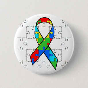 SCHALTFLÄCHE "AUTISM AWARENESS RIBBON ROUND" BUTTON