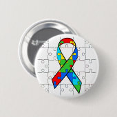 SCHALTFLÄCHE "AUTISM AWARENESS RIBBON ROUND" BUTTON (Vorne & Hinten)