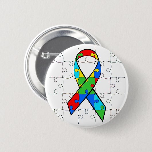 SCHALTFLÄCHE "AUTISM AWARENESS RIBBON ROUND" BUTTON (Vorne & Hinten)