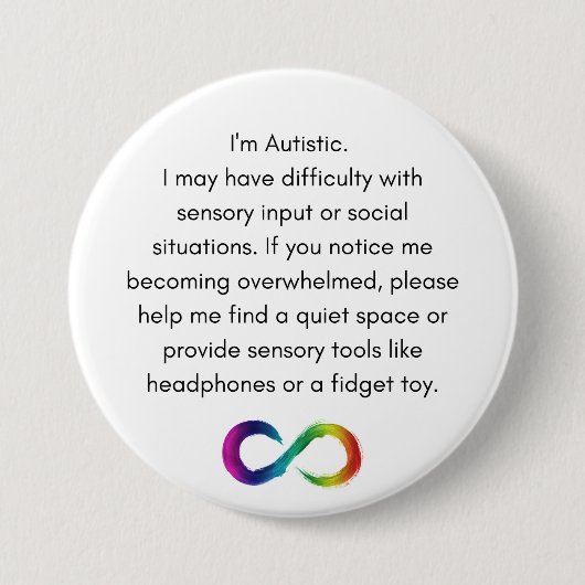 Schaltfläche "Autistische Unterkunft" Button (Vorderseite)