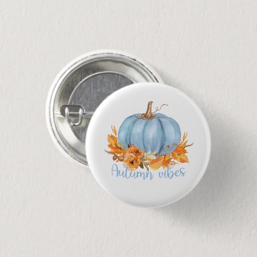 Schaltfläche Autumn Vibes Blue Pumpkin Button (Vorne & Hinten)