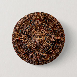 Schaltfläche "AZTECA" Mayan Sun-Calender Button