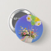 Schaltfläche "Balloons & Blume" - Niedliches Abzei Button (Vorne & Hinten)