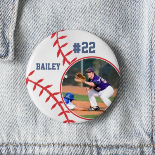Schaltfläche "Baseball Button Name Jersey Number F