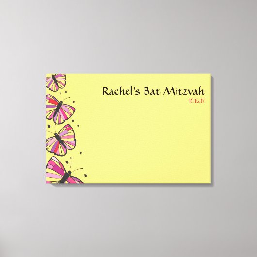 SCHALTFLÄCHE Bat Mitzvah Sign-In Board Leinwanddruck (Vorderseite)
