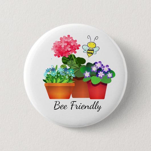 Schaltfläche Bee Friendly Potly Blume Garden Button (Vorderseite)